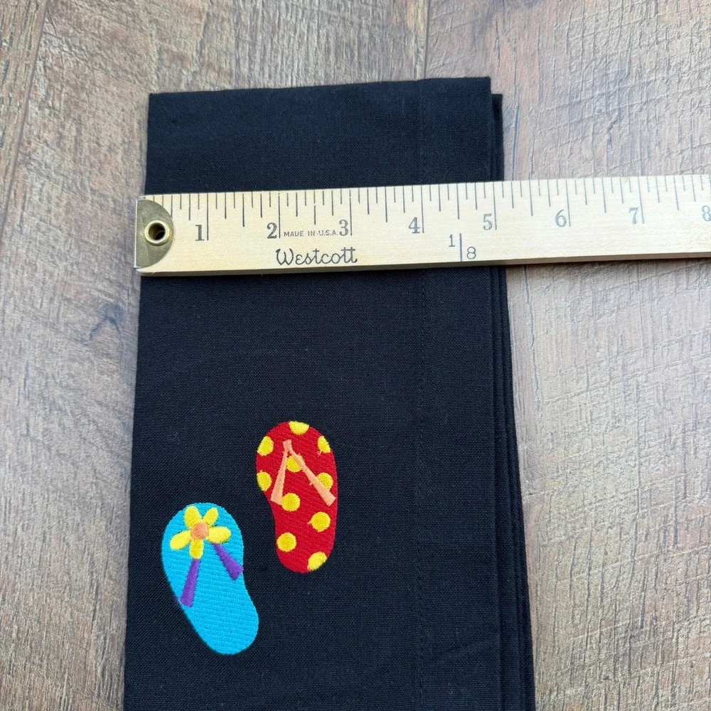 Set of 8 Vintage Placemats and 8 Napkins Black Cotton Flip‎ Flops